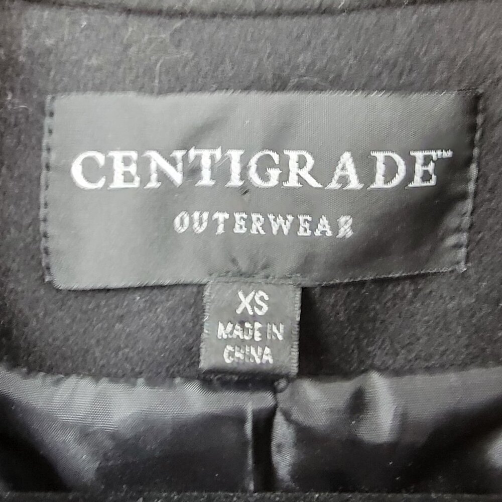 Women's Centigrade Stylish Black Wool Blend Ruffle Overcoat - XS - Picture 8 of 14
